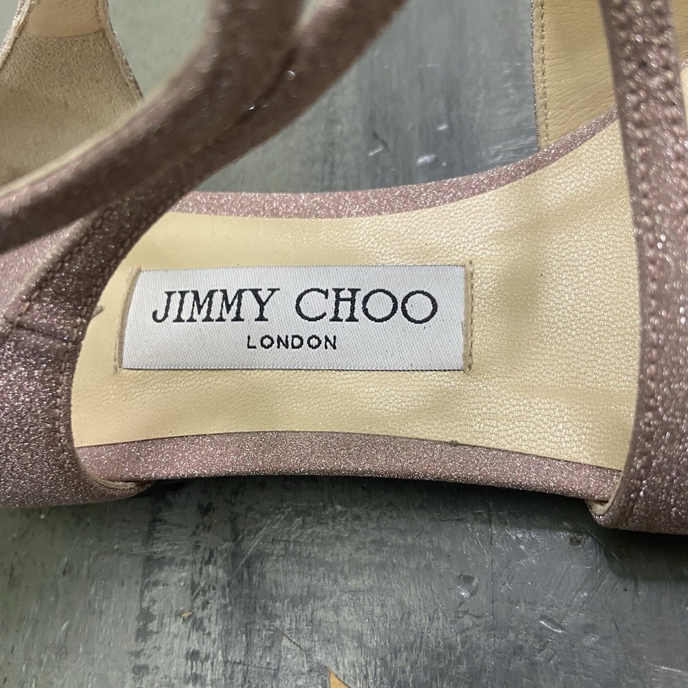 JIMMY CHOO Womens 38 Lancer Ballerina flat PinkGlitter Braided Strap Pointed Toe - Picture 6 of 9
